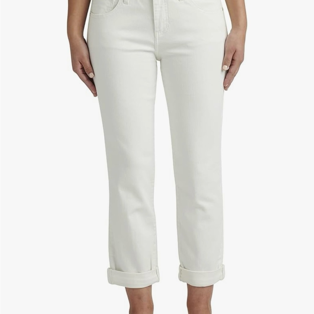 JAG Jeans Women's Carter Mid Rise Girlfriend Jeans, White size 8